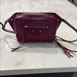 AUTHENTIC BALENCIAGA RARE Burgundy Leather Crossbody Waist Bag